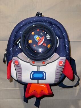 JiePai Toddler Rocket Ship Backpack Space Print Astronaut with Safety Harness